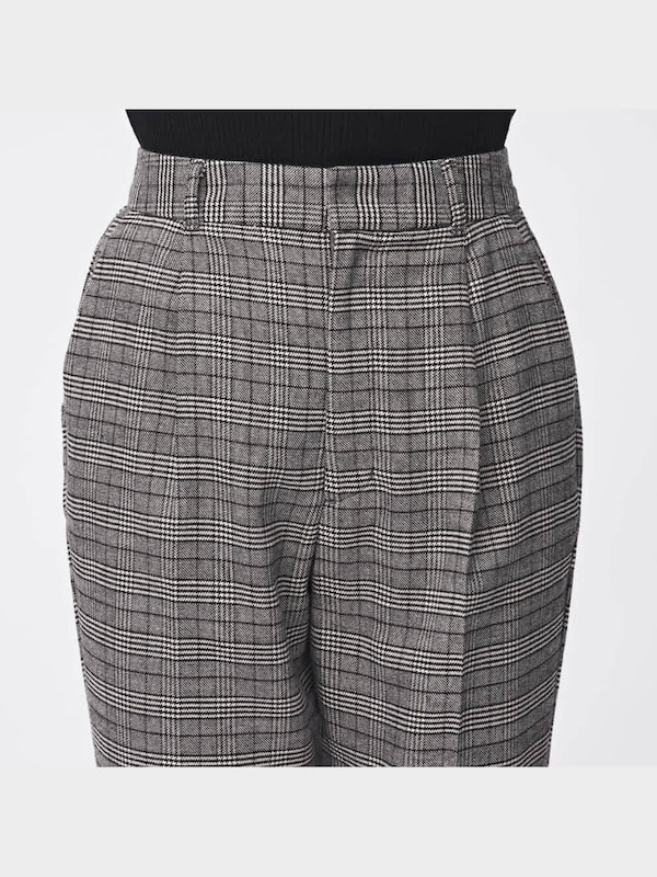 起毛タックテーパードパンツ(チェック)2