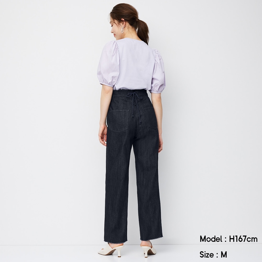 （GU）デニムレースアップストレートパンツQ+ECのサムネイル