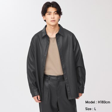 Gu公式 フェイクレザーオーバーサイズシャツ 長袖 Nt E セットアップ可能 ファッション通販サイト