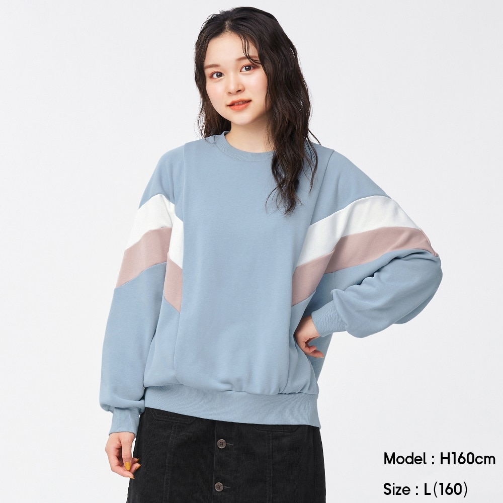 （GU）GIRLSカラーブロックスウェットプルオーバー(長袖)JR+Eのサムネイル