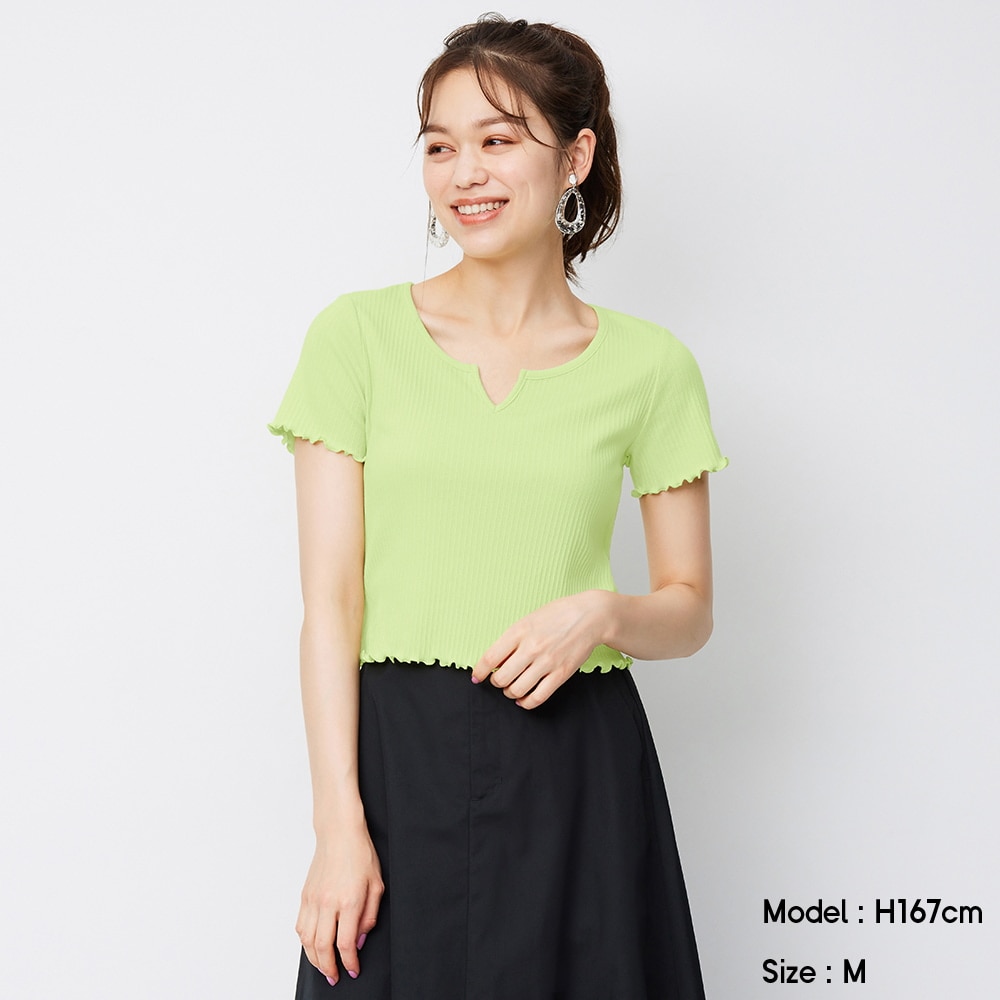 （GU）スリットネックメローT(半袖)SQR+ECのサムネイル