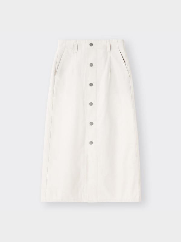 デニムフロントボタンナローミディスカート