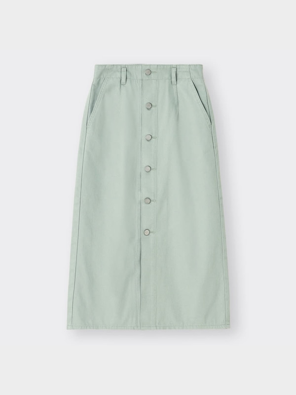 デニムフロントボタンナローミディスカート