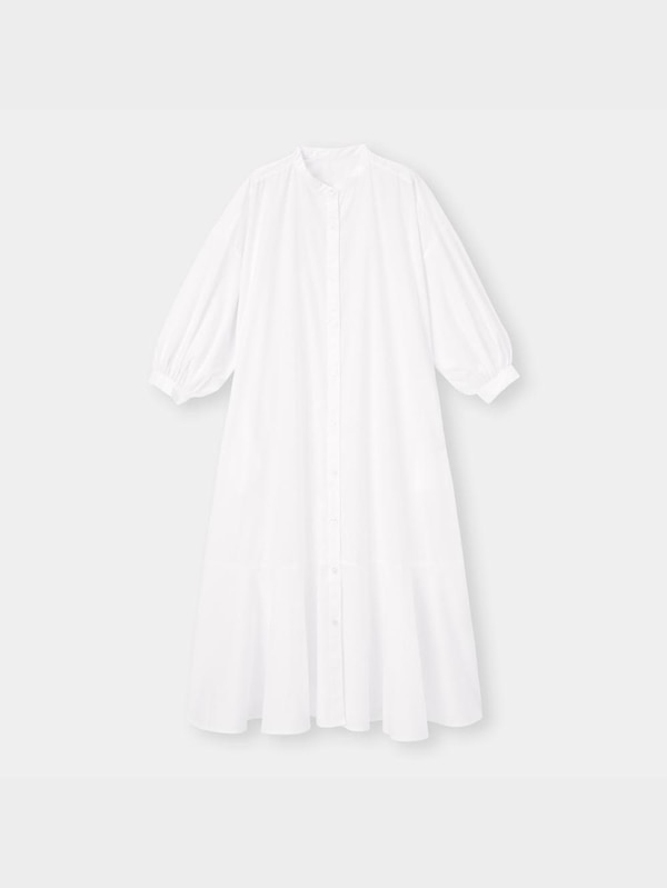 バンドカラーシャツワンピース(7��分袖)