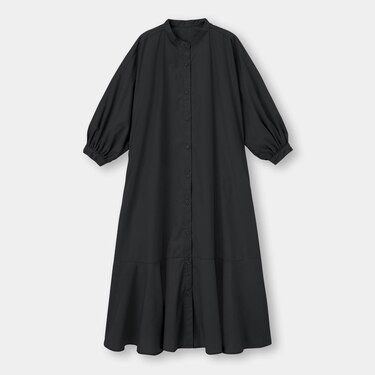 Gu公式 バンドカラーシャツワンピース 7分袖 ファッション通販サイト