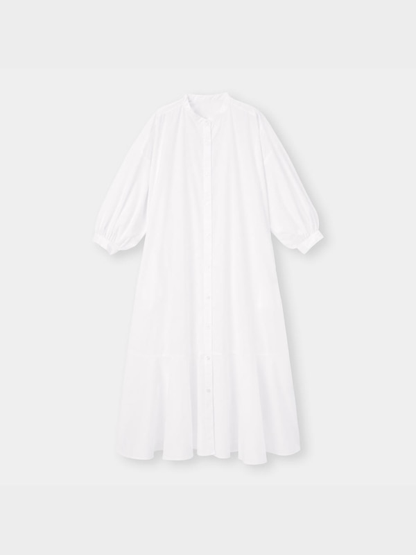 バンドカラーシャツワンピース(7分袖)