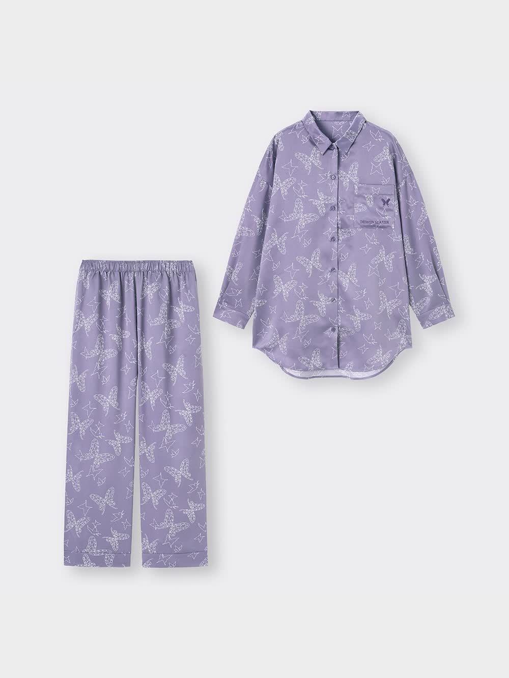 GU×ちいかわ サテンパジャマ(長袖&ロングパンツ) XLサイズ　2着セット GU公式 | サテンパジャマ(長袖&ロングパンツ) Chiikawa