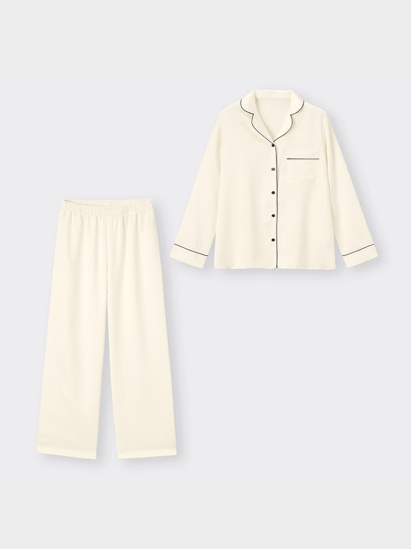 サテンパジャマ(長袖&ロングパンツ)