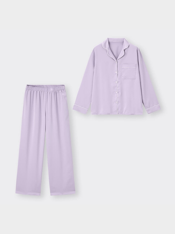 サテンパジャマ(長袖&ロングパンツ)