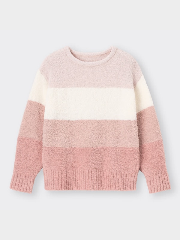 もこもこフィールラウンジトップス(長袖)(ボーダー)(セットアップ可能)