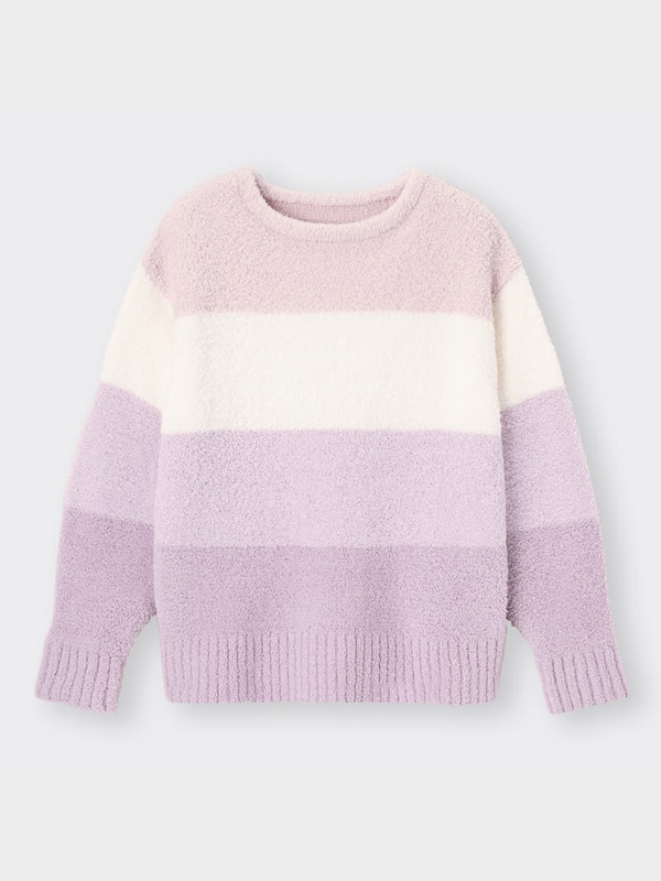 もこもこフィールラウンジトップス(長袖)(ボーダー)(セットアップ可能)