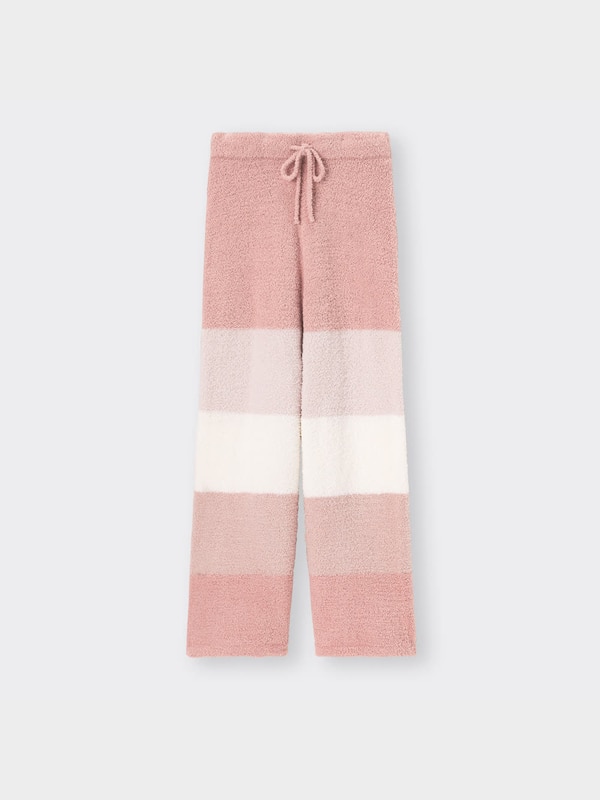 もこもこフィールラウンジパンツ(ボーダー)(セットアップ可能)