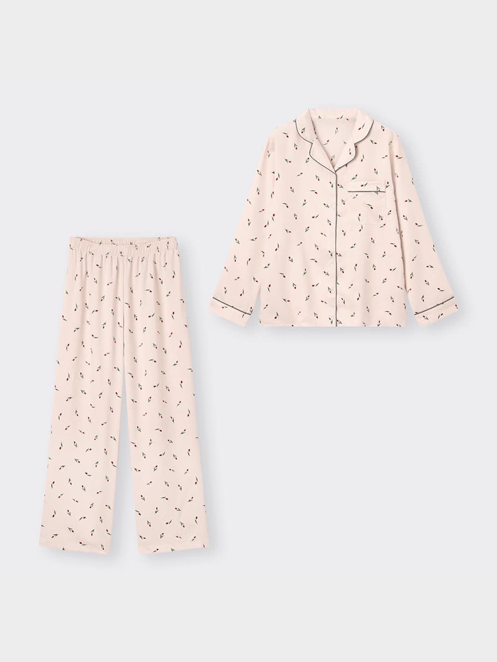 GU×ちいかわ サテンパジャマ(長袖&ロングパンツ) XLサイズ　2着セット GU公式 | サテンパジャマ(長袖&ロングパンツ)