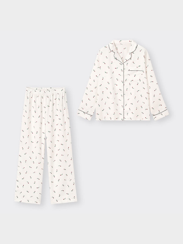 サテンパジャマ(長袖&ロングパンツ)(チューリップ)+E