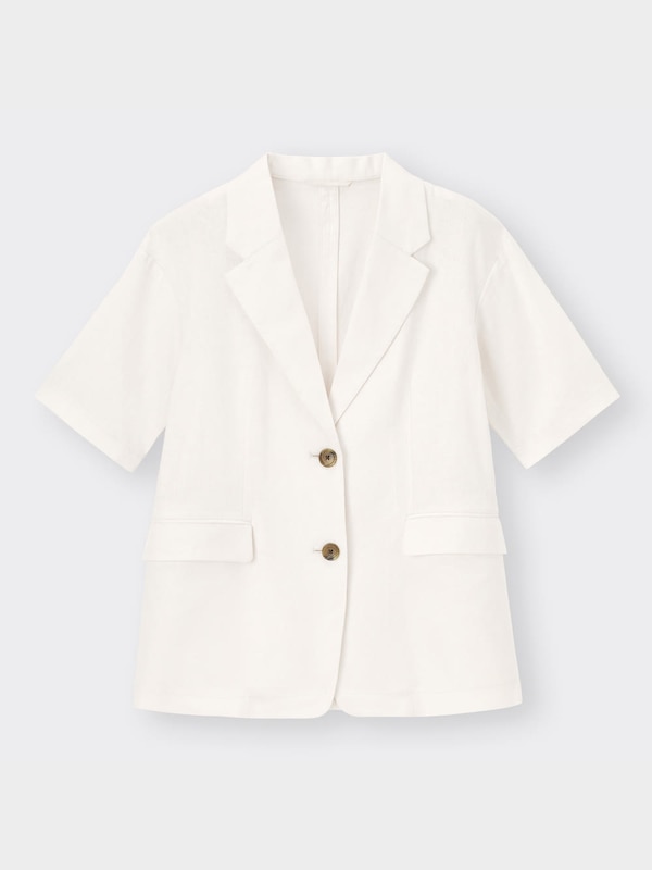 リネンブレンドオーバーサイズハーフスリーブジャケット