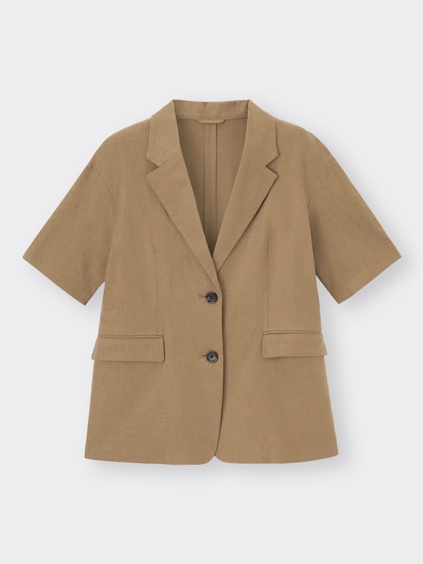 リネンブレンドオーバーサイズハーフスリーブジャケット