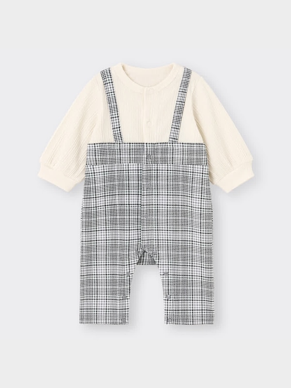 BABY(NEWBORN)セパオール(長袖)(チェックサロペット)+E