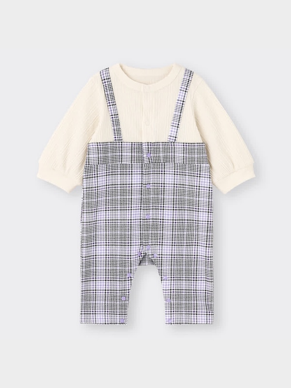 BABY(NEWBORN)セパオール(長袖)(チェックサロペット)+E