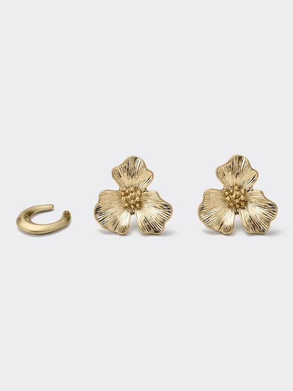 メタルフラワーピアス&イヤーカフセット