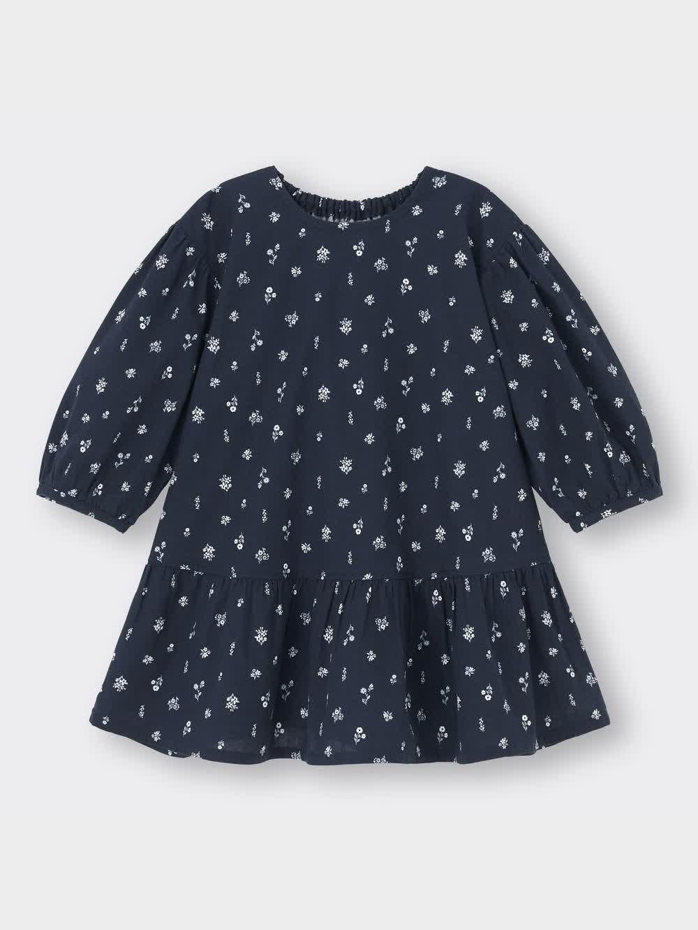 GU公式 | BABY(TODDLER)GIRLSフラワーティアードワンピース(長袖)+E