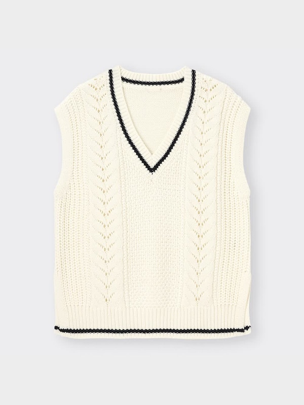 コットンブレンドチルデンニットベスト
