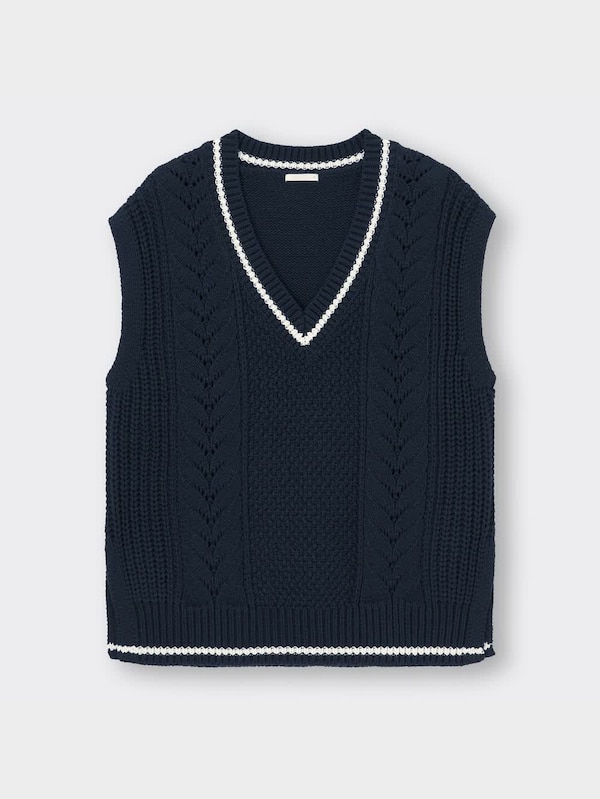 コットンブレンドチルデンニットベスト