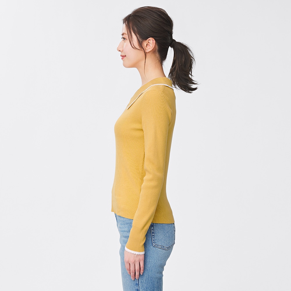 GU公式 | リブバイカラーセーター(長袖)