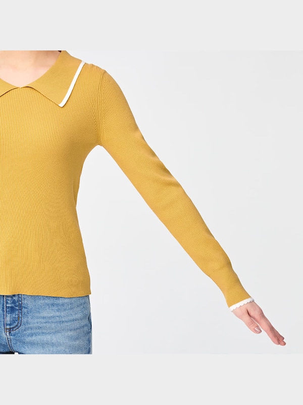 リブバイカラーセーター(長袖)