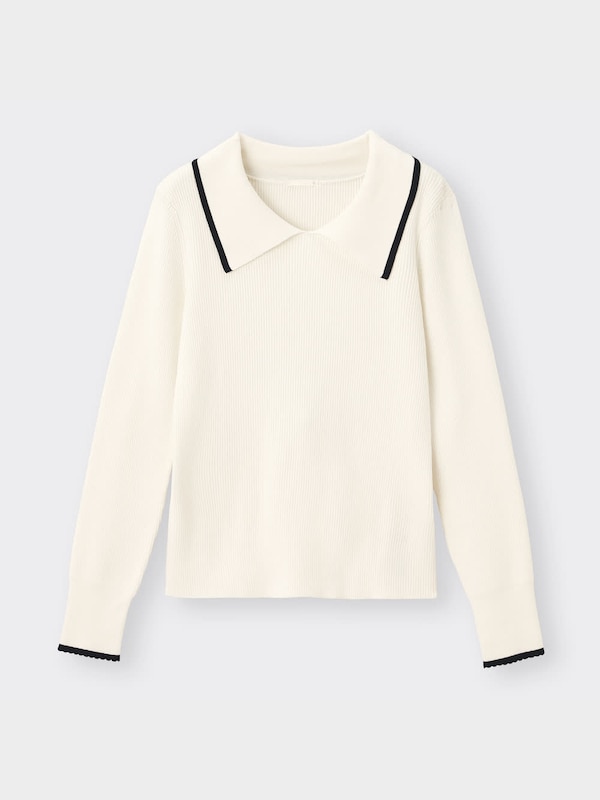 リブバイカラーセーター(長袖)