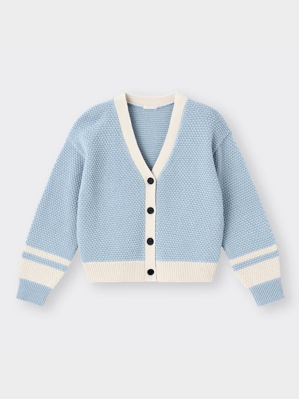 バイカラーVネックカーディガン(長袖)YG+X