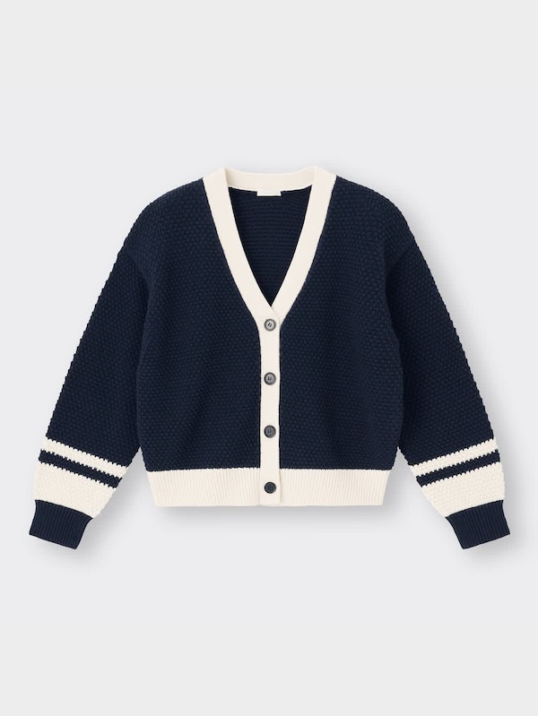 バイカラーVネックカーディガン(長袖)YG+X