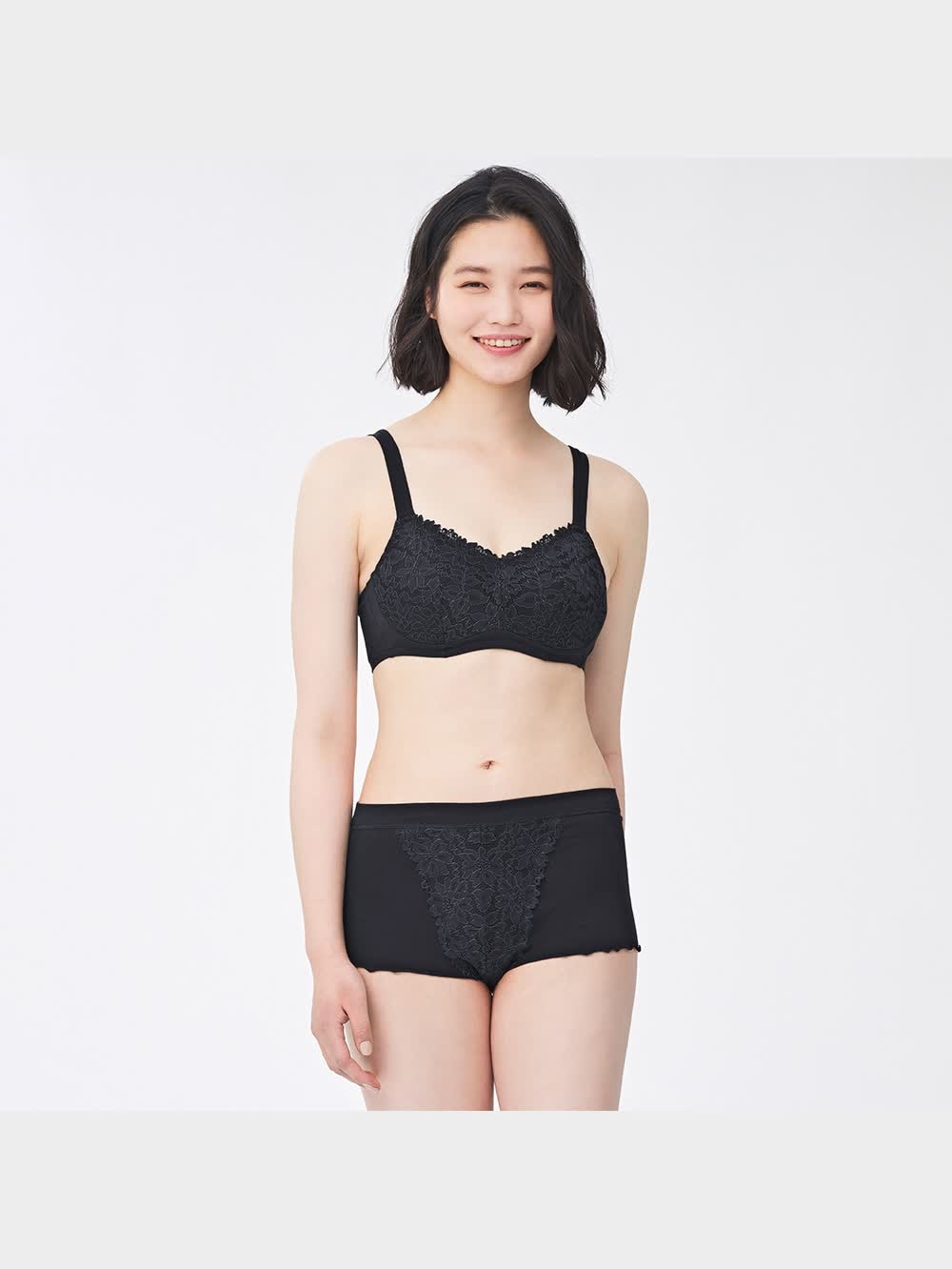 Nmerry ナイトブラ ブラック Nmerry エヌメリー おうちブラブラック 3L