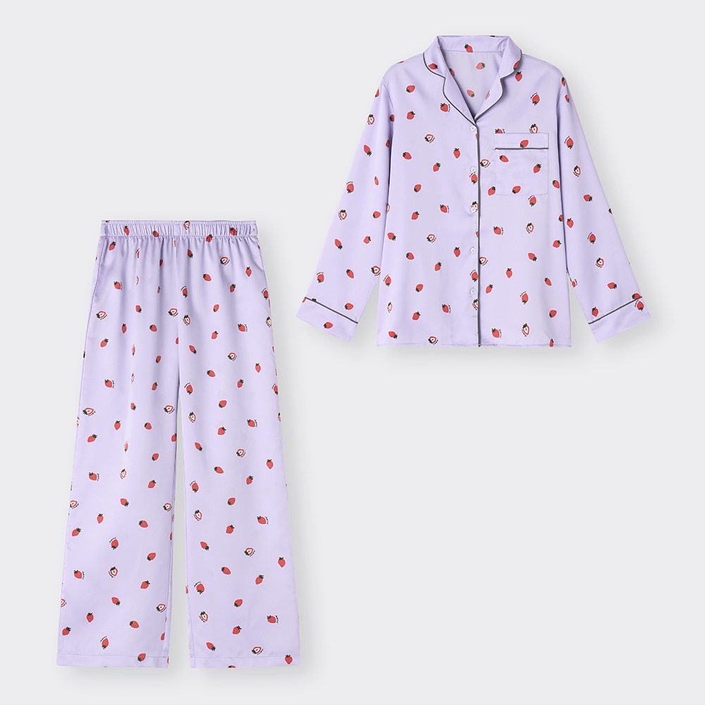 GU サテンパジャマ（長袖＆ロングパンツ）Lサイズ ストロベリー - パジャマ