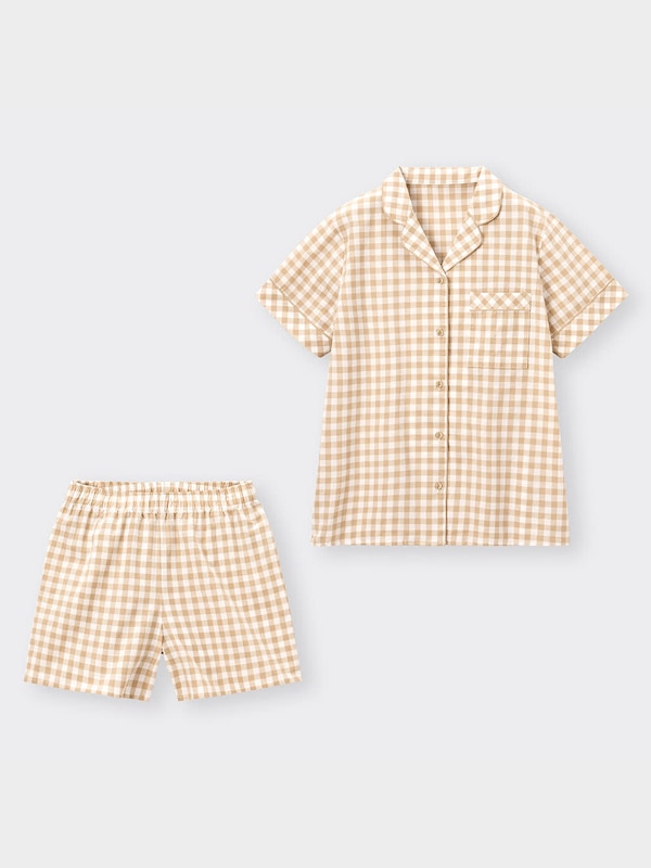 コットンパジャマ(半袖&ショートパンツ)(ギンガム)