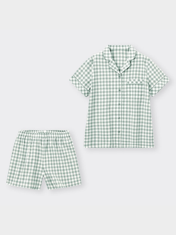 コットンパジャマ(半袖&ショートパンツ)(ギンガム)