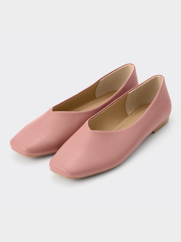 スクエアシフォンフラットシューズ