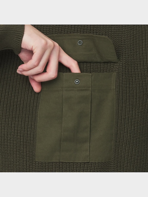 ワイドフィット布帛コンビネーションセーター(長袖)NT+E