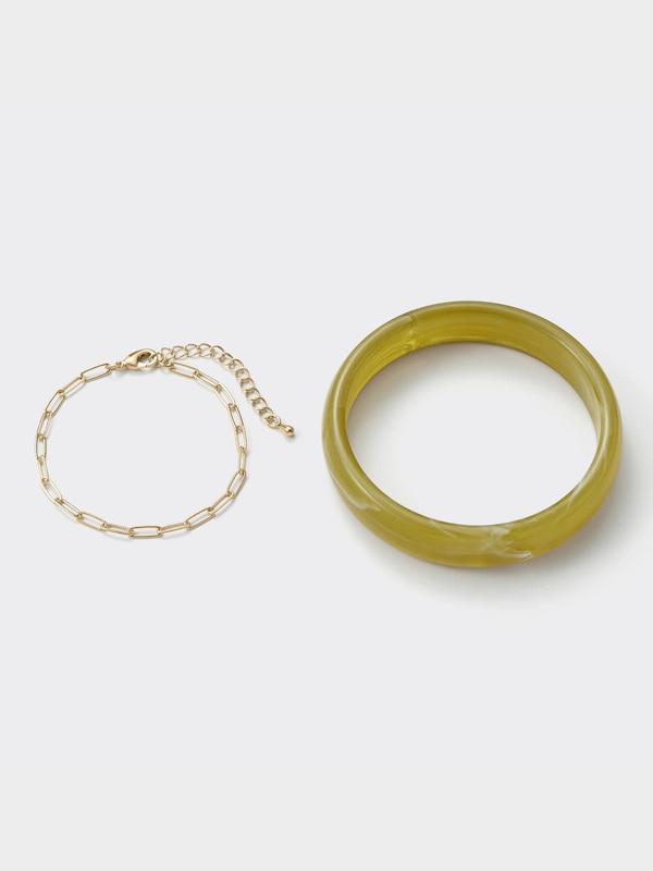 クリア&メタルチェーンブレスレット