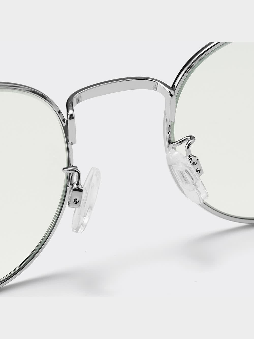 極美品 SILVER collectionブルーライトカット PCメガ ネチタン 58□15-142 良品☆シルバーコレクション メガネ ハーフリム シルバー ビジネス 高級