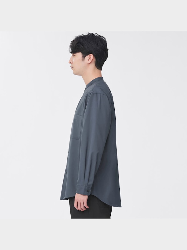 リラックスフィットバンドカラーシャツ(長袖)(セットアップ可能)