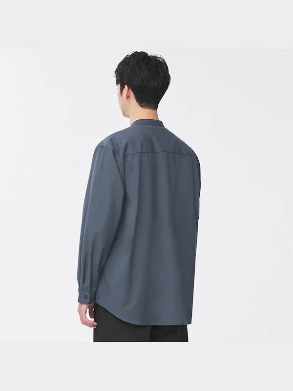 リラックスフィットバンドカラーシャツ(長袖)(セットアップ可能)