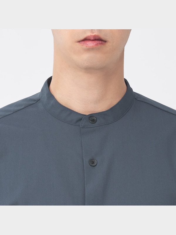 リラックスフィットバンドカラーシャツ(長袖)(セットアップ可能)