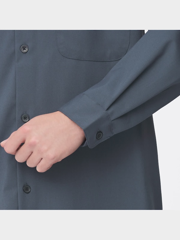 リラックスフィットバンドカラーシャツ(長袖)(セットアップ可能)