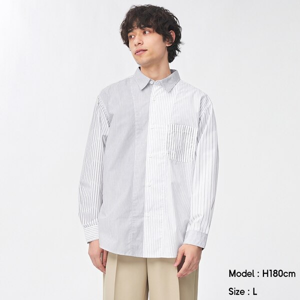 リラックスフィットシャツ(長袖)(クレイジー)-WHITE