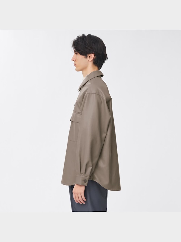 フェイクレザーオーバーサイズCPOシャツ(長袖)NT+X