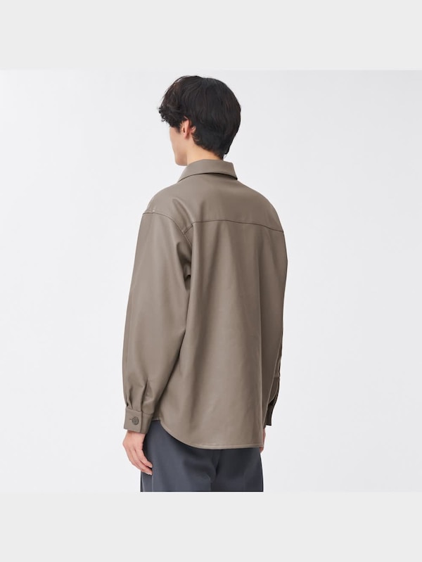 フェイクレザーオーバーサイズCPOシャツ(長袖)NT+X
