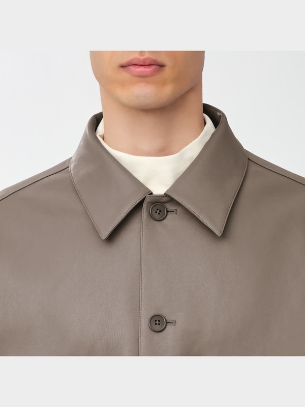 フェイクレザーオーバーサイズCPOシャツ(長袖)NT+X