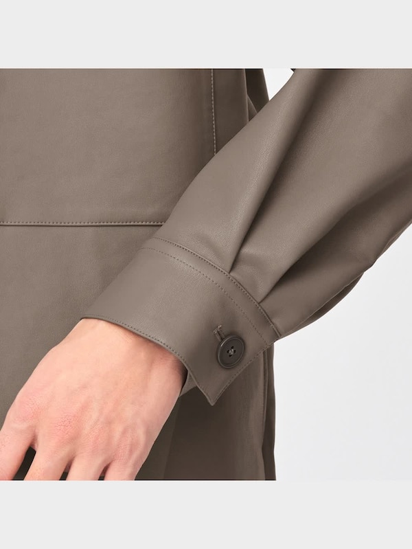 フェイクレザーオーバーサイズCPOシャツ(長袖)NT+X