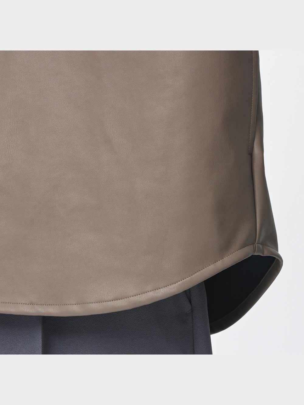 GU公式 | フェイクレザーオーバーサイズCPOシャツ(長袖)NT+X