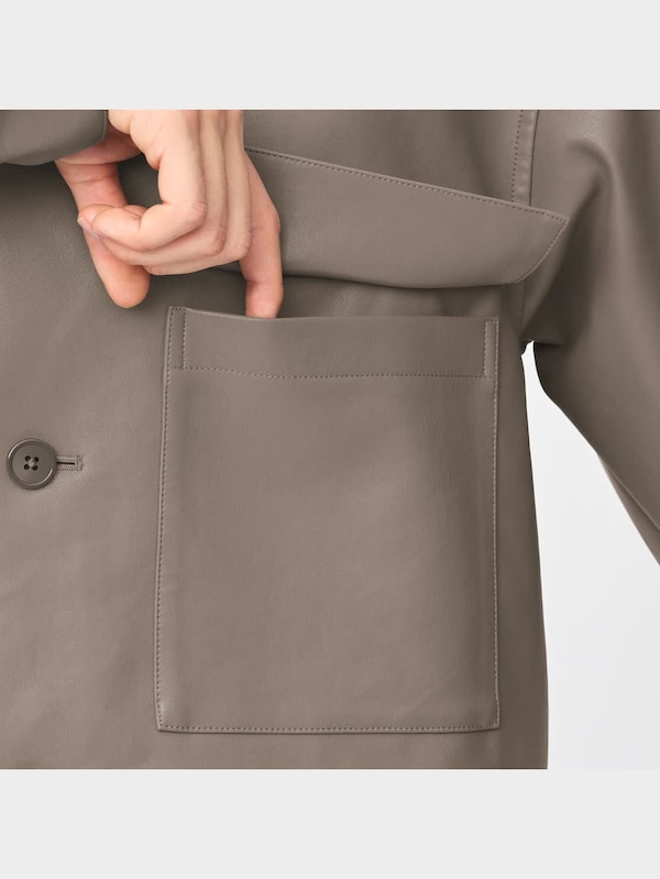 フェイクレザーオーバーサイズCPOシャツ(長袖)NT+X